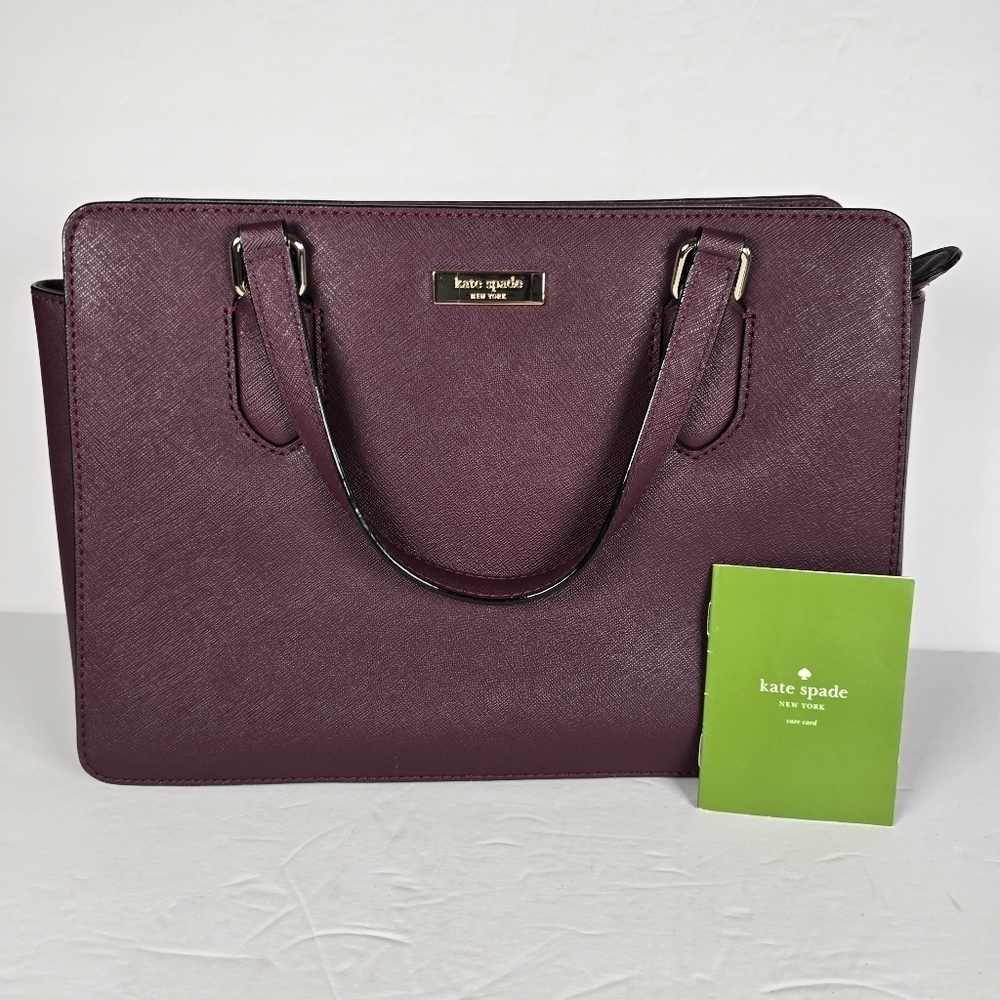 Kate Spade Laurel Way Evanglelie Burgandy/Purple Handbag Multiple Pockets